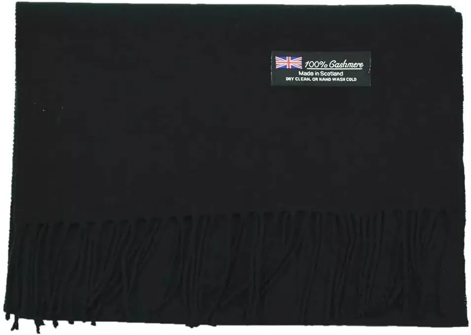 100% Cashmere Fashion Black 1 for Women and Men - Soft, Warm, and Long Winter Shawl Wrap