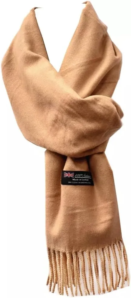 100% Cashmere Fashion Solid Beige for Women and Men - Soft, Warm, and Long Winter Shawl Wrap