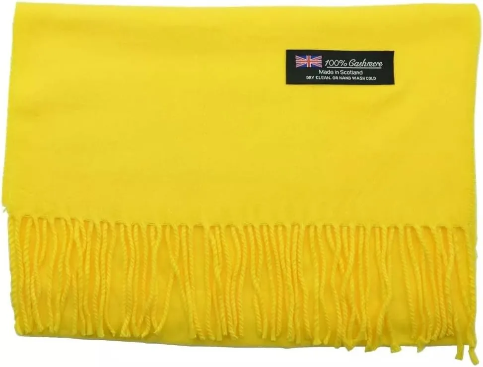 100% Cashmere Fashion Yellow for Women and Men - Soft, Warm, and Long Winter Shawl Wrap