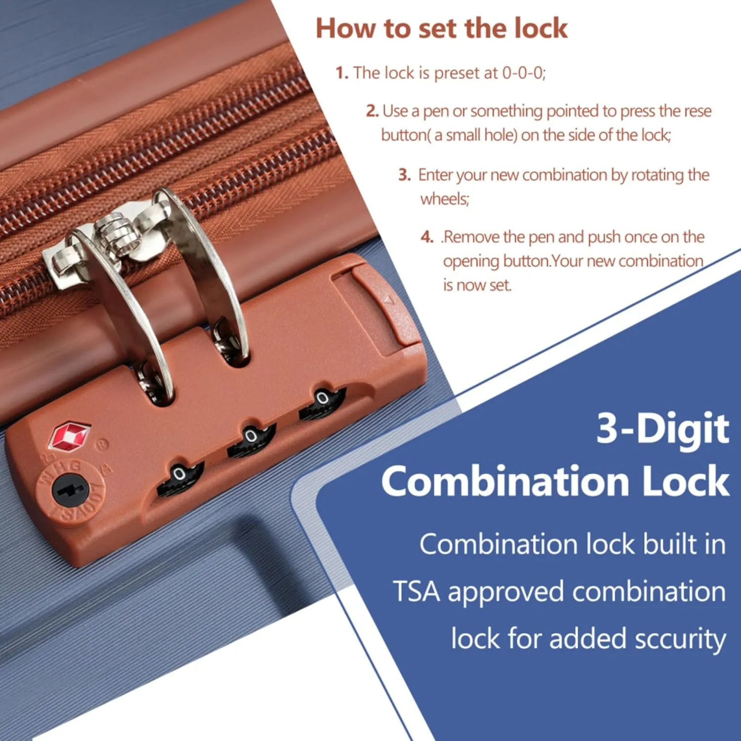 3 Piece Expandable Hard Shell ABS Luggage Set with Double Spinner Wheels, TSA-Approved Lock, 3-Level Telescopic Handle, and Corner Protectors  Lightweight, Durable (Inky Blue)