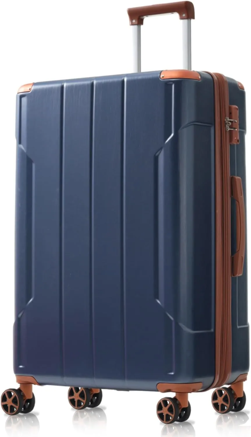 3 Piece Expandable Hard Shell ABS Luggage Set with Double Spinner Wheels, TSA-Approved Lock, 3-Level Telescopic Handle, and Corner Protectors  Lightweight, Durable (Inky Blue)