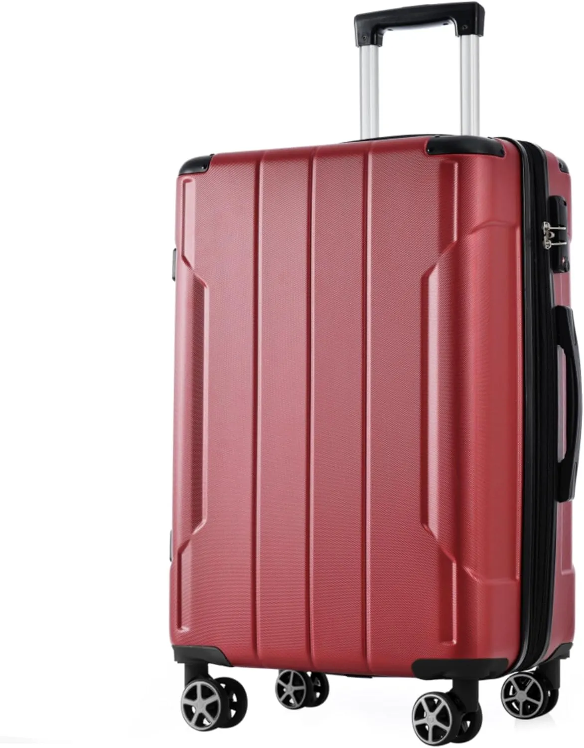 3 Piece Expandable Hard Shell ABS Luggage Set with Double Spinner Wheels, TSA-Approved Lock, 3-Level Telescopic Handle, and Corner Protectors Lightweight, Durable (Red)