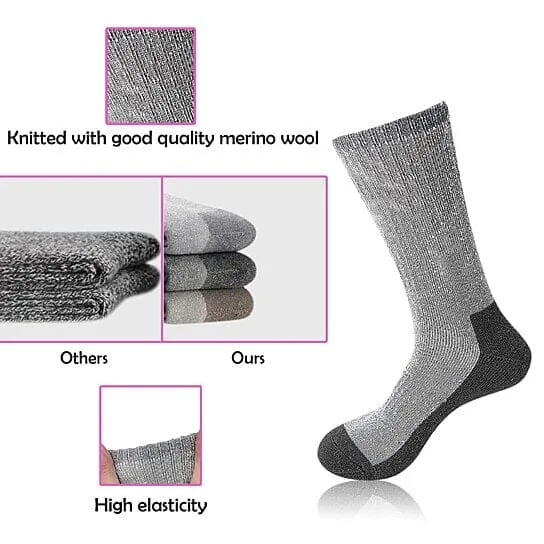 5-Pairs: Men's Warm Thick Merino Lamb Wool Socks for Winter Cold Weathers
