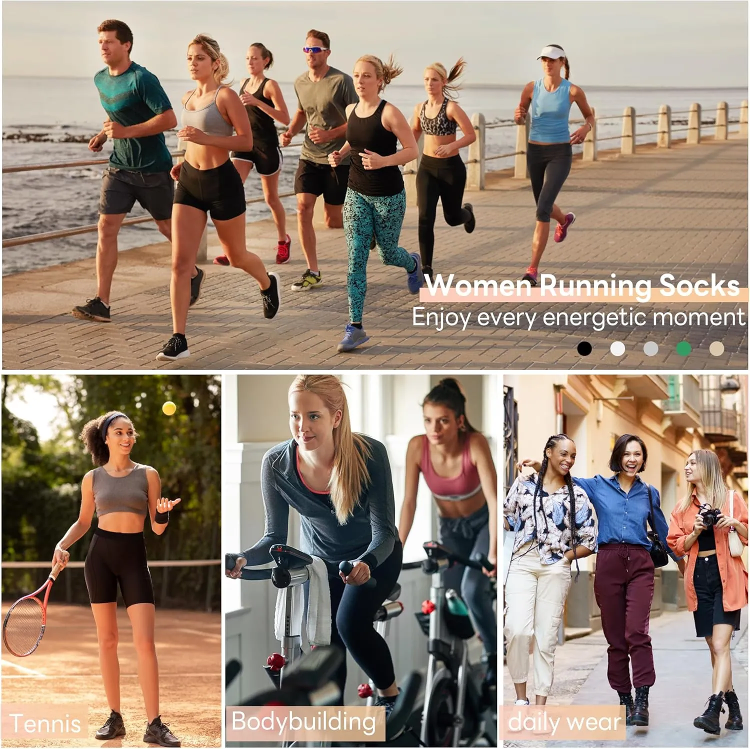 6 Pairs Ankle Socks for Women, Athletic Running Socks Cotton Low Cut Tennis Sports Tab Socks Size 6-11