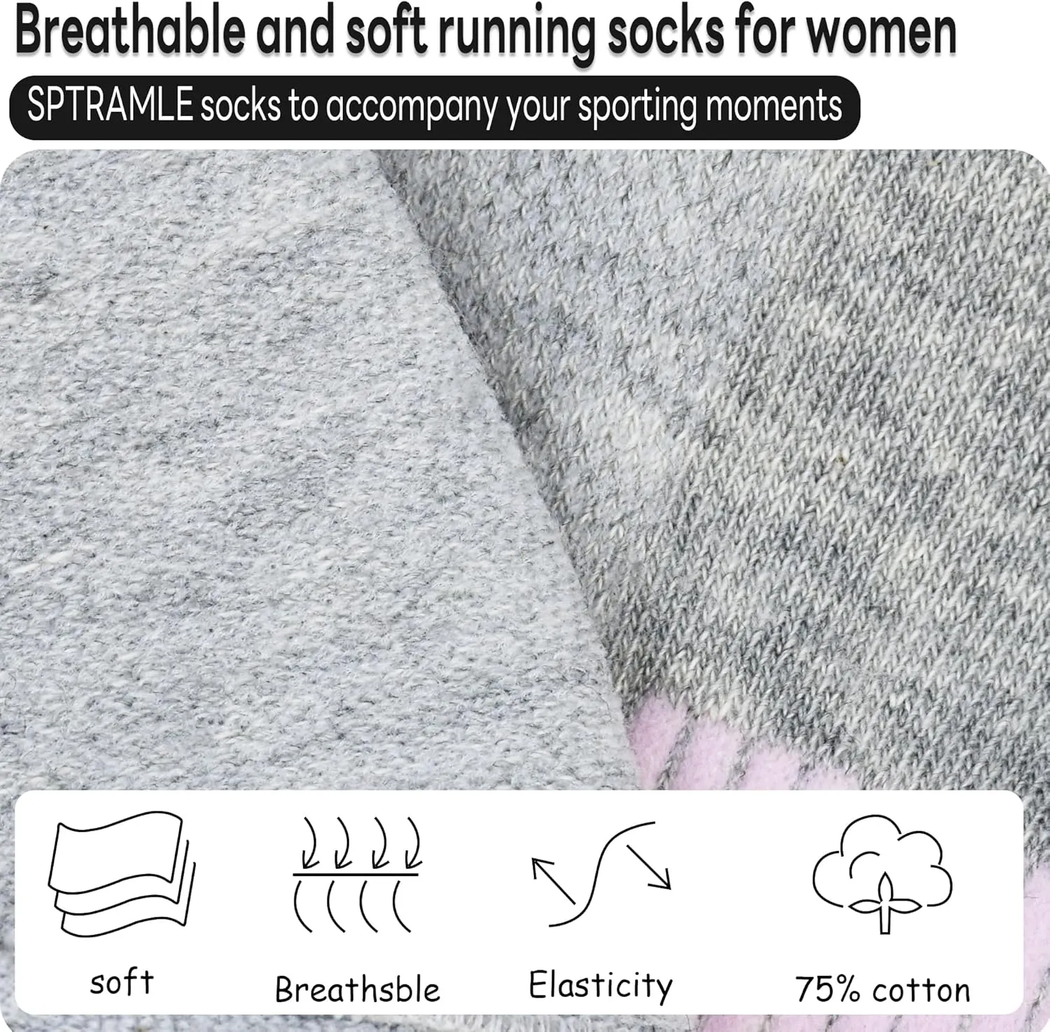 6 Pairs Ankle Socks for Women, Athletic Running Socks Cotton Low Cut Tennis Sports Tab Socks Size 6-11