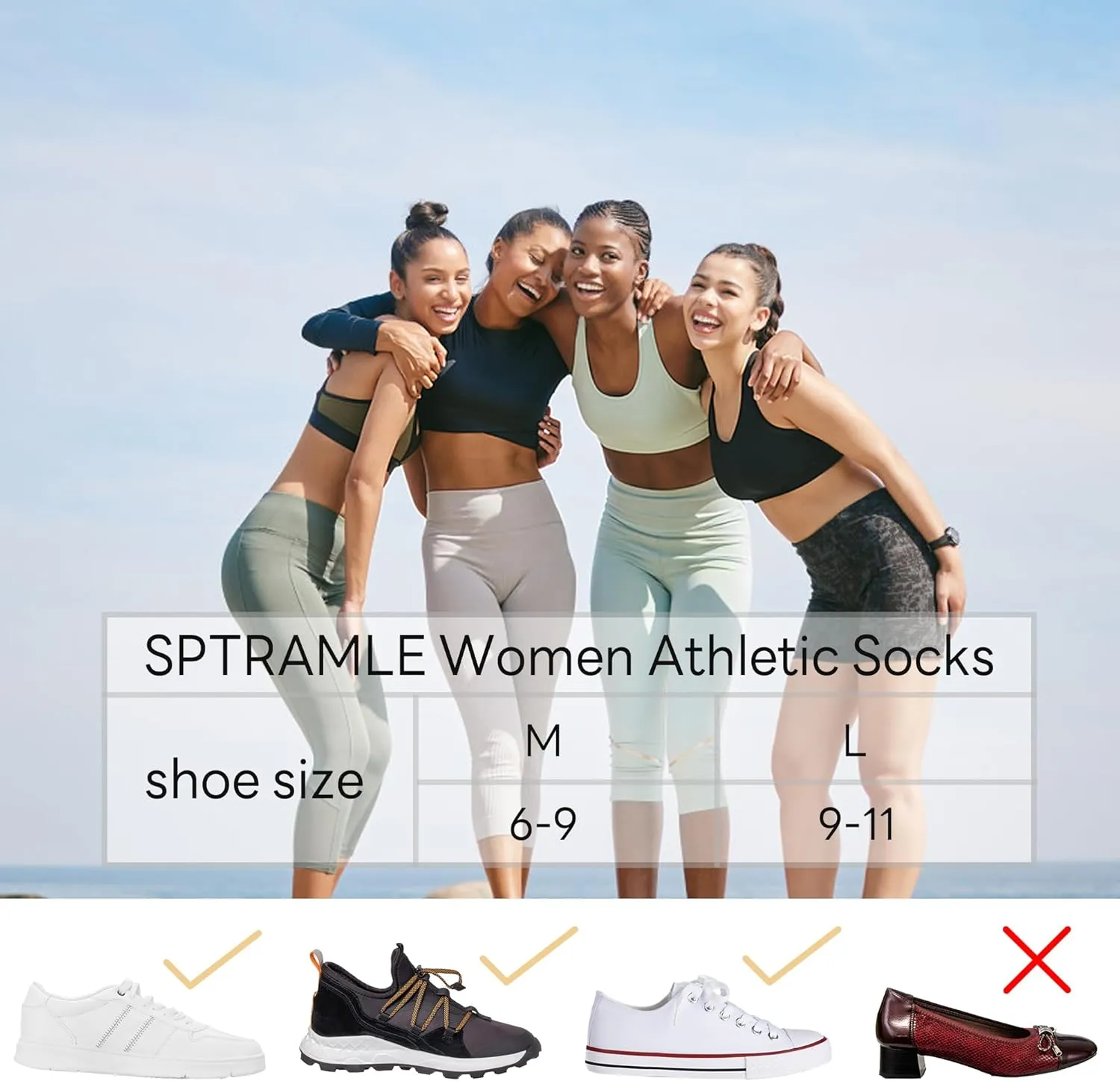 6 Pairs Ankle Socks for Women, Athletic Running Socks Cotton Low Cut Tennis Sports Tab Socks Size 6-11