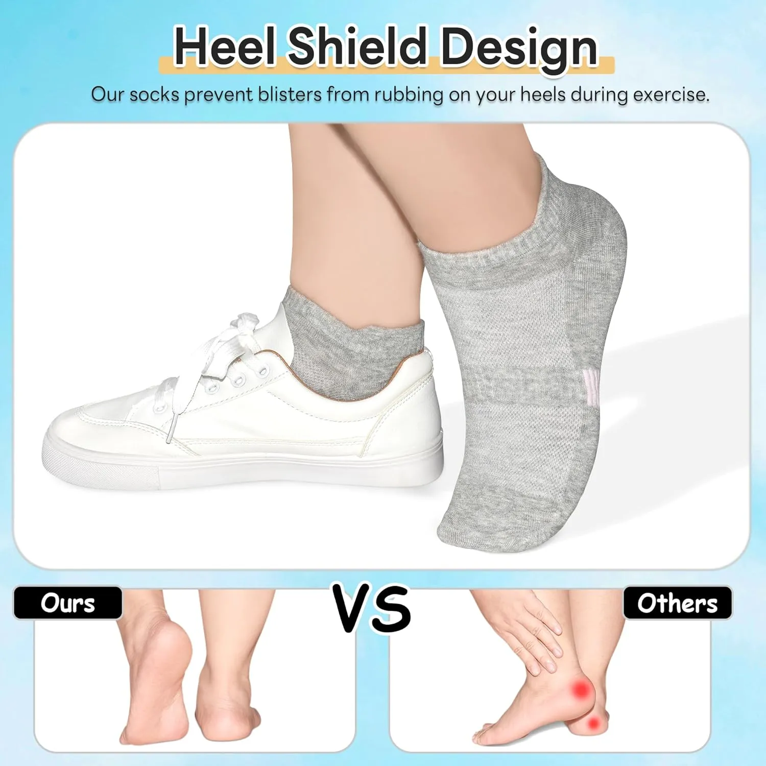 6 Pairs Ankle Socks for Women, Athletic Running Socks Cotton Low Cut Tennis Sports Tab Socks Size 6-11