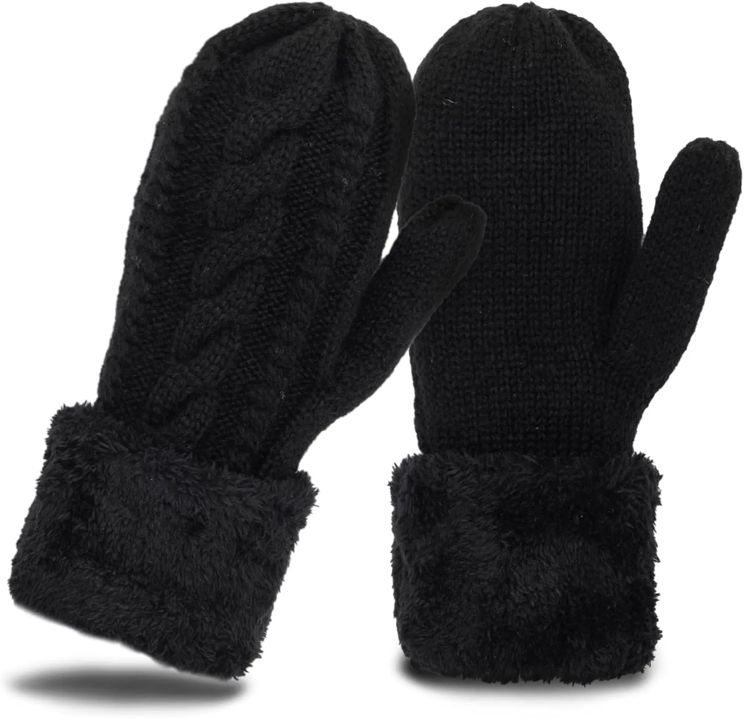 Adult-Winter-Warm-Mittens Thermal-Fleece-Gloves Knit Cute-Mittens for Women Cold Weather