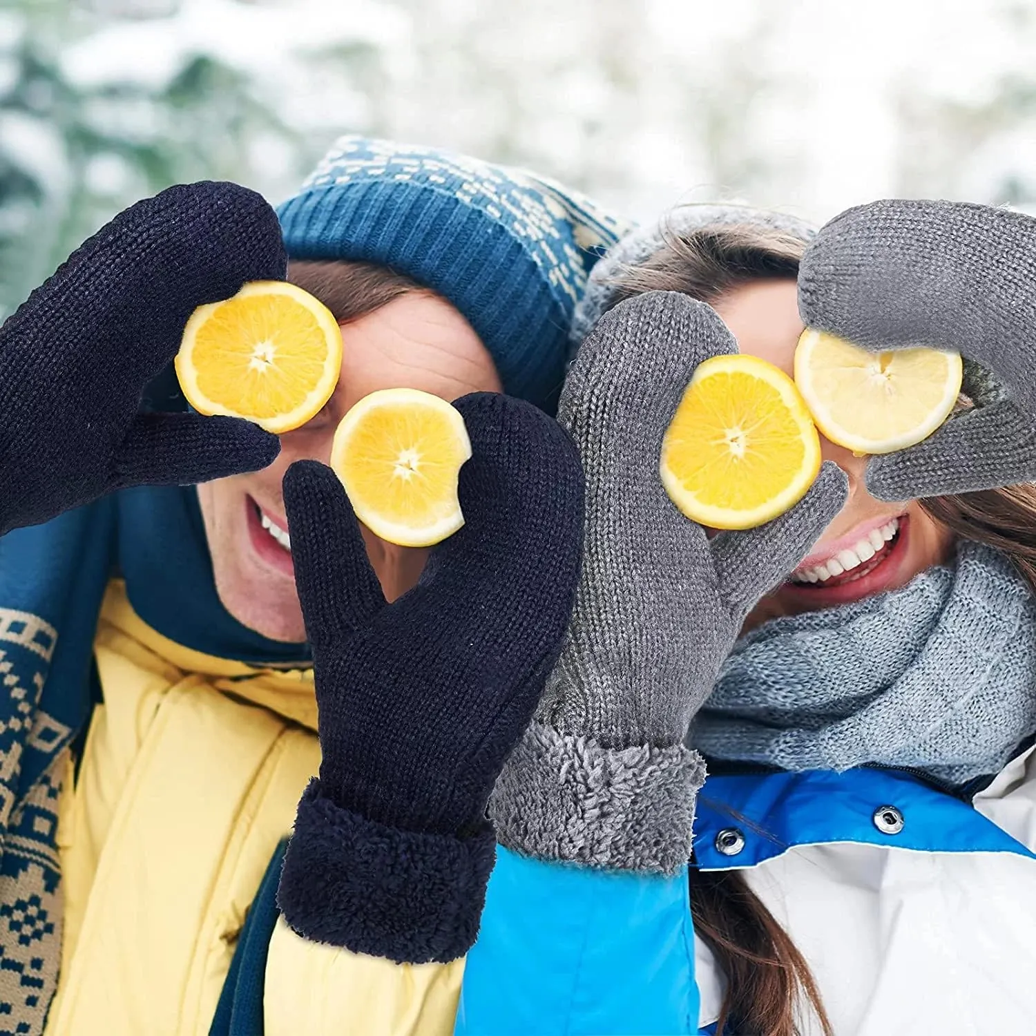 Adult-Winter-Warm-Mittens Thermal-Fleece-Gloves Knit Cute-Mittens for Women Cold Weather