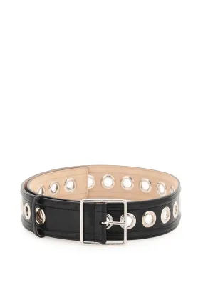 Alexander mcqueen leather belt with eyelets
