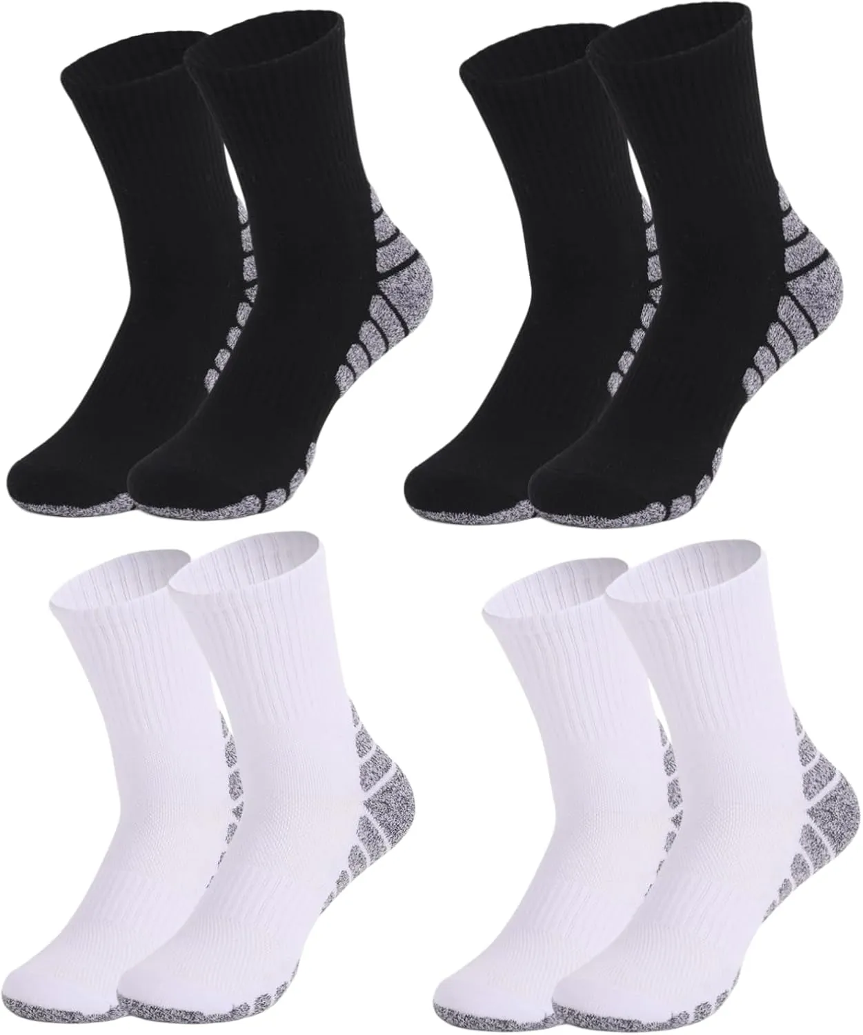 Ankle Athletic Outdoor Socks for Men & Women Moisture-Wicking Low Cut Cushioned Compression Arch Support 4 Pairs