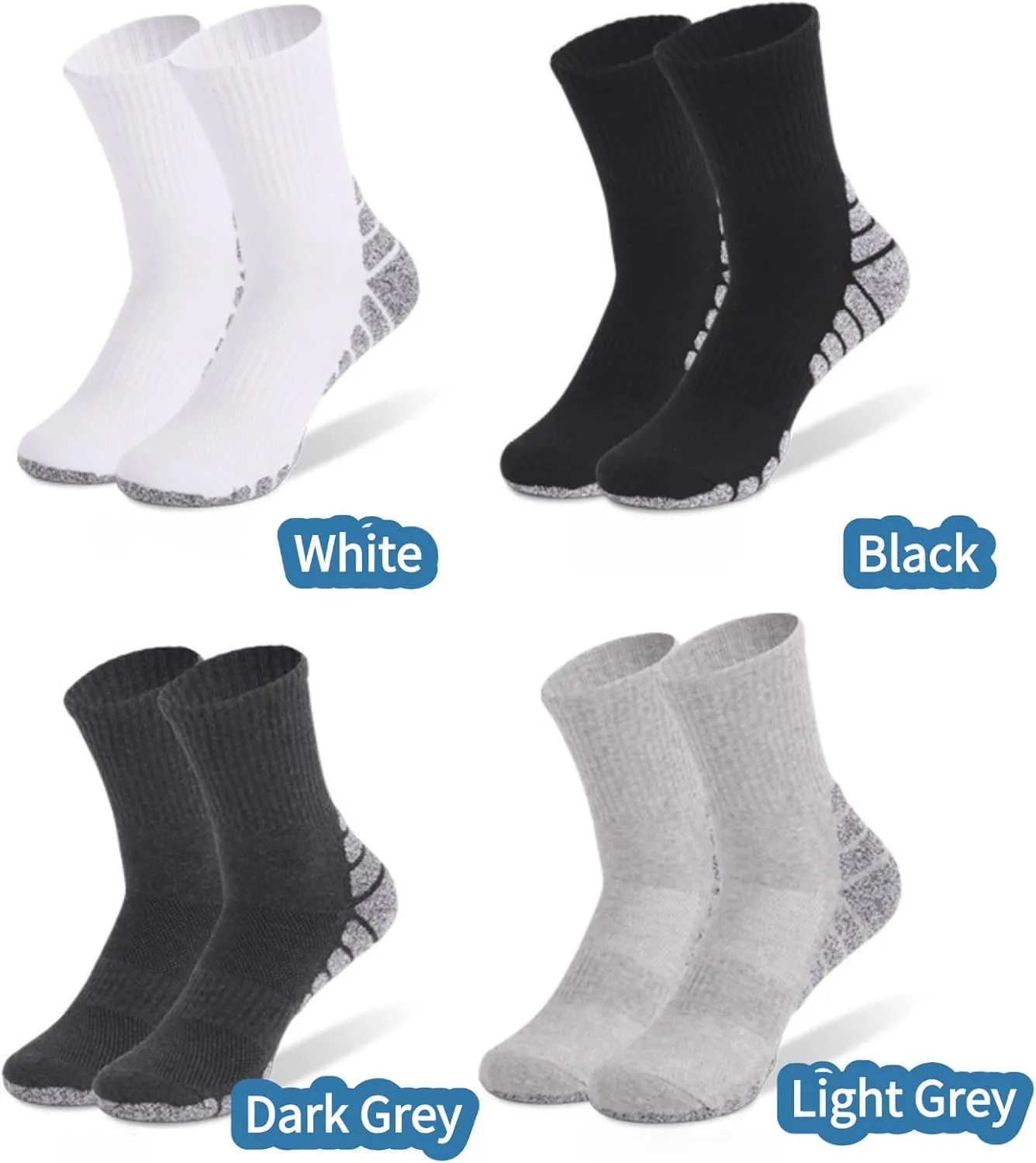 Ankle Athletic Outdoor Socks for Men & Women Moisture-Wicking Low Cut Cushioned Compression Arch Support 4 Pairs