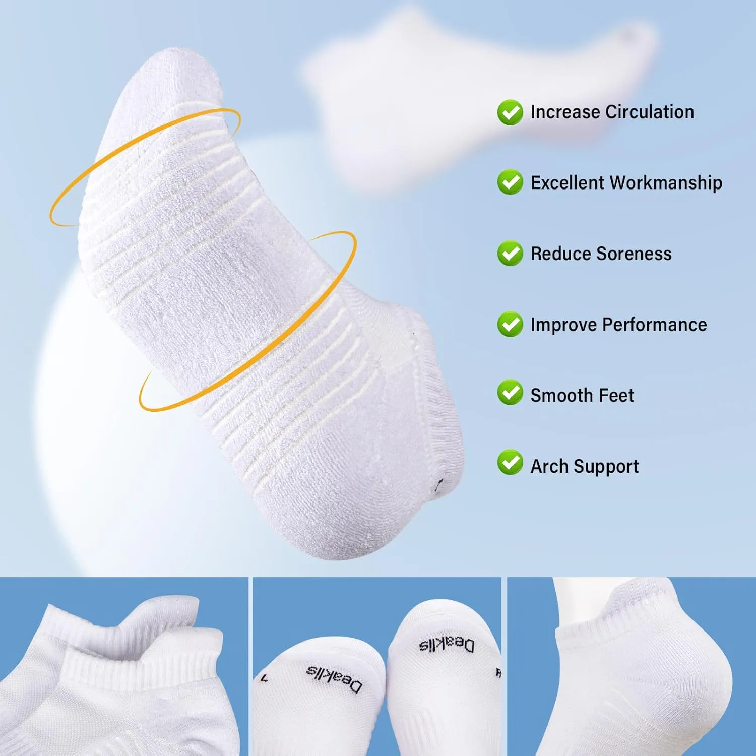 Ankle Athletic Running Sports Low Cut Socks Wicking Arch Support Tab Socks for Men and Women 6 Pairs