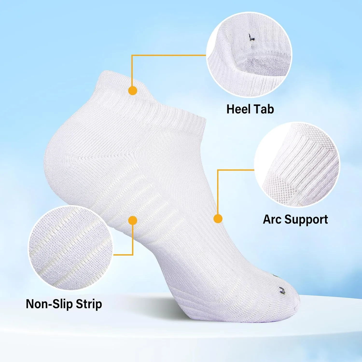 Ankle Athletic Running Sports Low Cut Socks Wicking Arch Support Tab Socks for Men and Women 6 Pairs