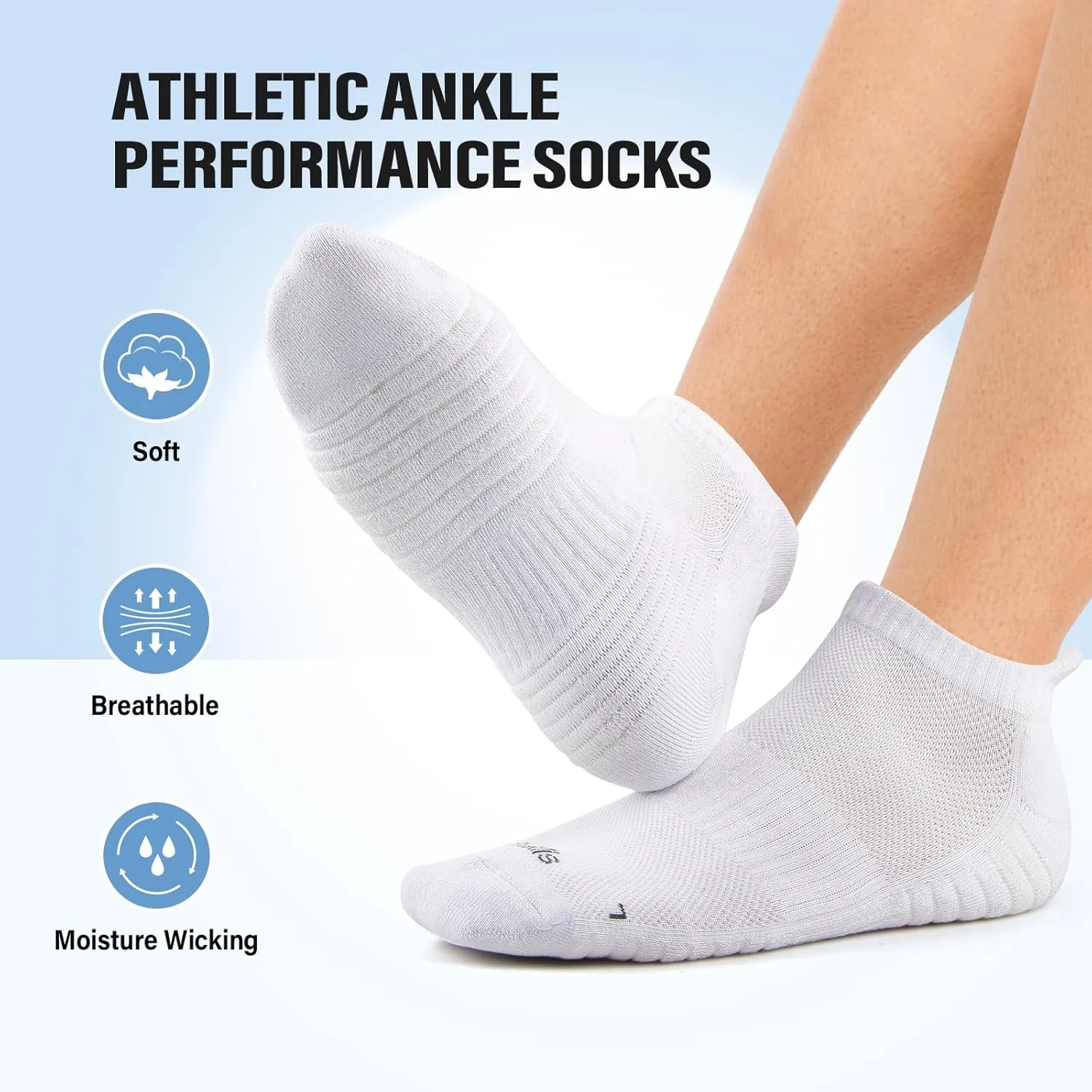 Ankle Athletic Running Sports Low Cut Socks Wicking Arch Support Tab Socks for Men and Women 6 Pairs