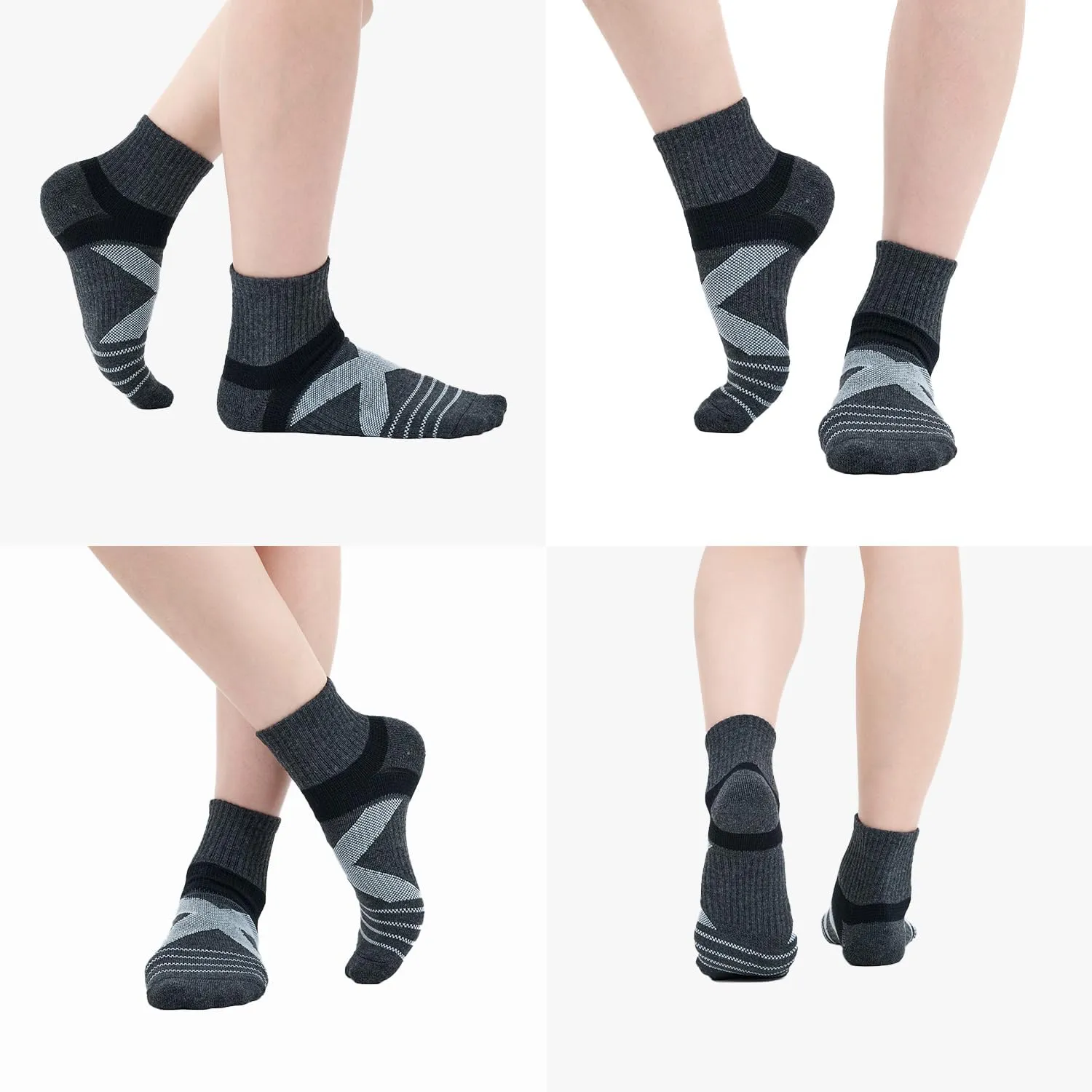 Arch Support Socks - Light Compression Cushioned 4-Pack for Men & Women