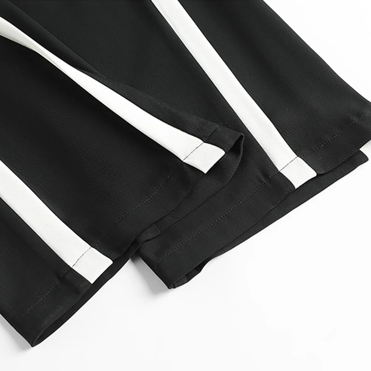 Black Sporty Side Lined Pants