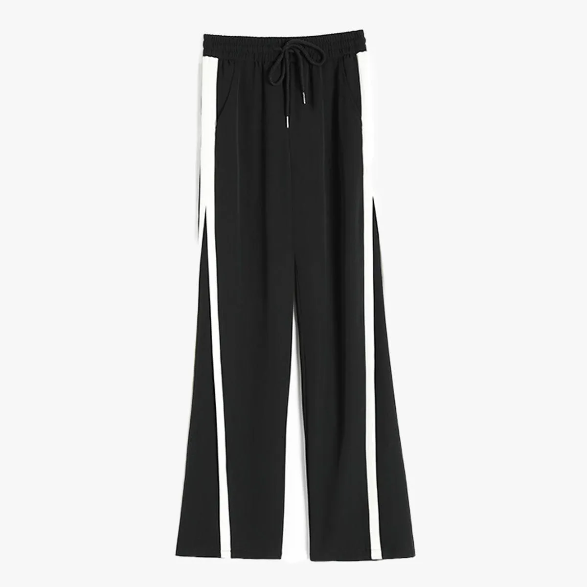 Black Sporty Side Lined Pants