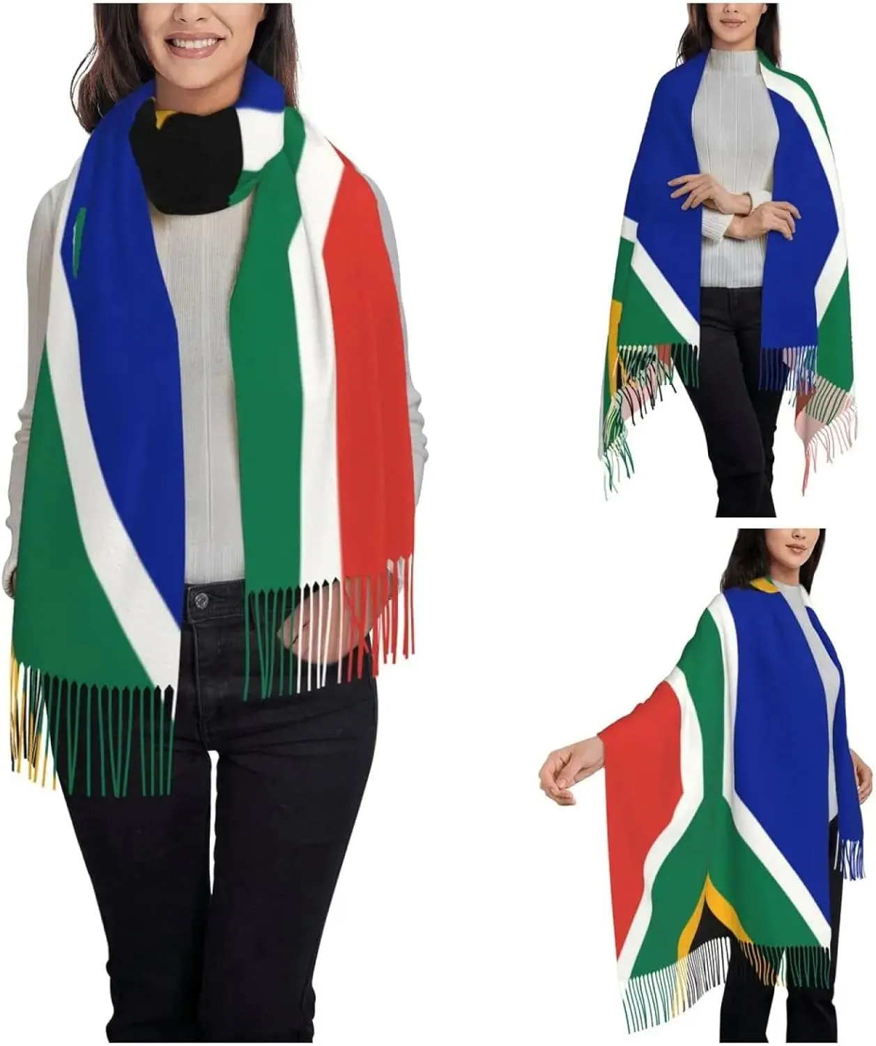 Blanket Scarf For Women, South African Springboks Flag Scarf for Women Warm Winter Cashmere Shawls and