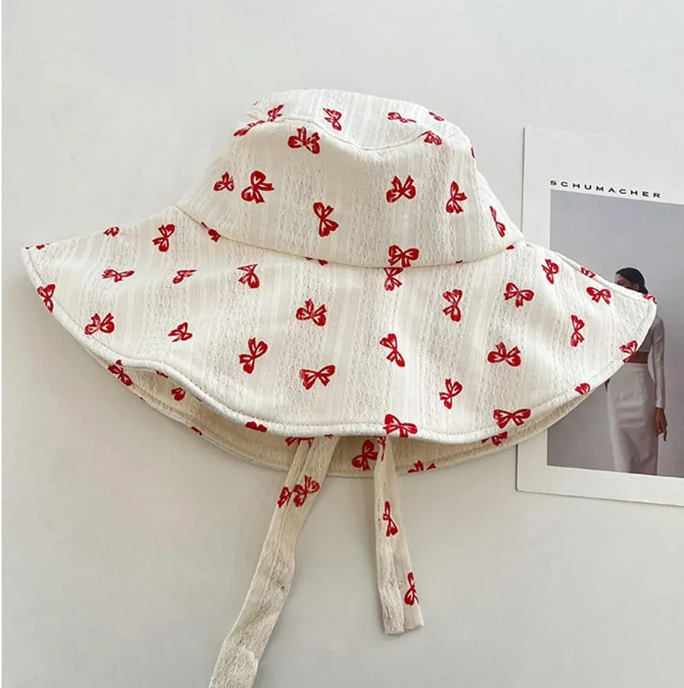 Bow-Tie Sun Hats for Women Floppy Fishing Hat Casual Safari Hat UV Protection Summer Beach Sun Cap Wide Brim Bucket Hats