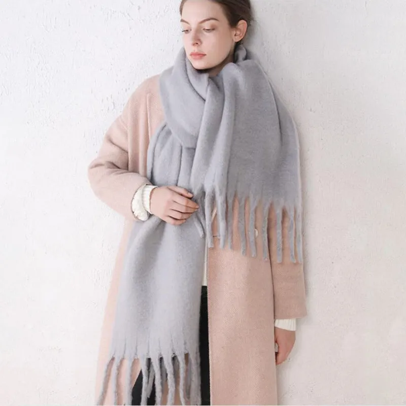 Candy-colored Pashmina with Chic Tassel Wrap Scarfs