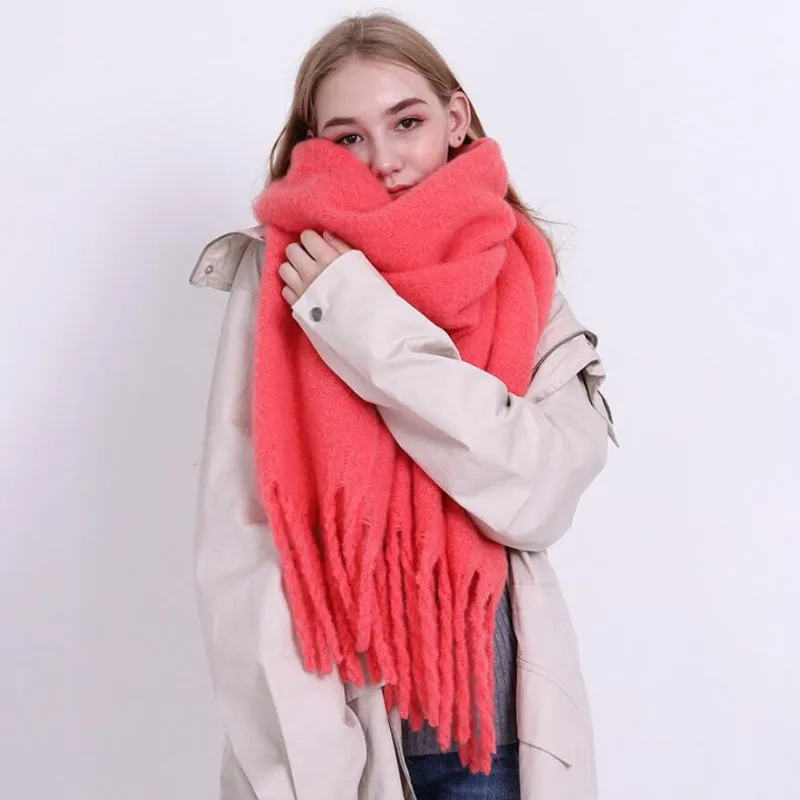 Candy-colored Pashmina with Chic Tassel Wrap Scarfs