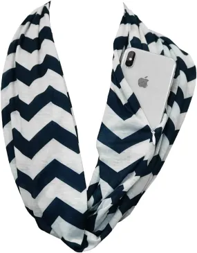 Chevron Hidden Zipper Pocket Scarf - Fashion Scarf for Women - All Seasons