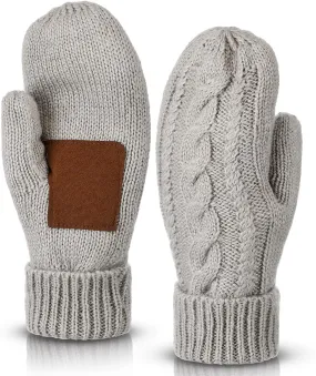 Coume Women Mittens Winter Gloves Cozy Thick Knitted Gloves Warm Soft Lining Cold Weather Mittens Gifts