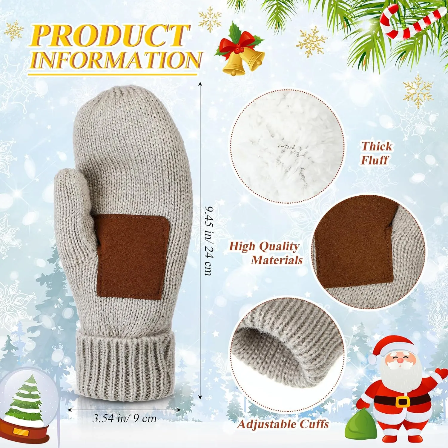 Coume Women Mittens Winter Gloves Cozy Thick Knitted Gloves Warm Soft Lining Cold Weather Mittens Gifts