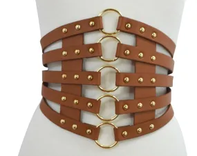 Cyber Steampunk O-rings Bondage Black Wide Elastic Belt