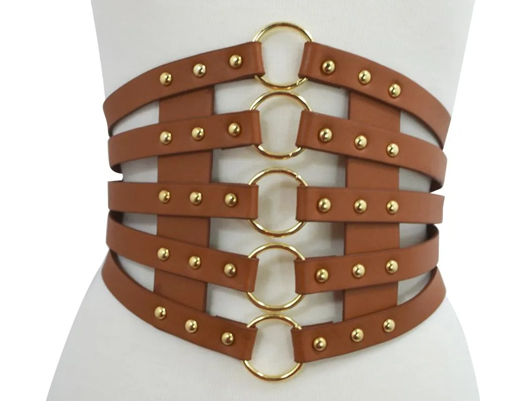 Cyber Steampunk O-rings Bondage Black Wide Elastic Belt