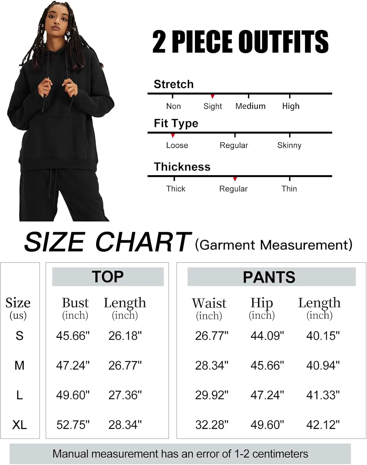 Flygo Womens Fleece 2 Piece Outfits Lounge Hoodie Sweatsuits Sets Oversized Sweatshirt Baggy Sweatpants Set W/Pockets