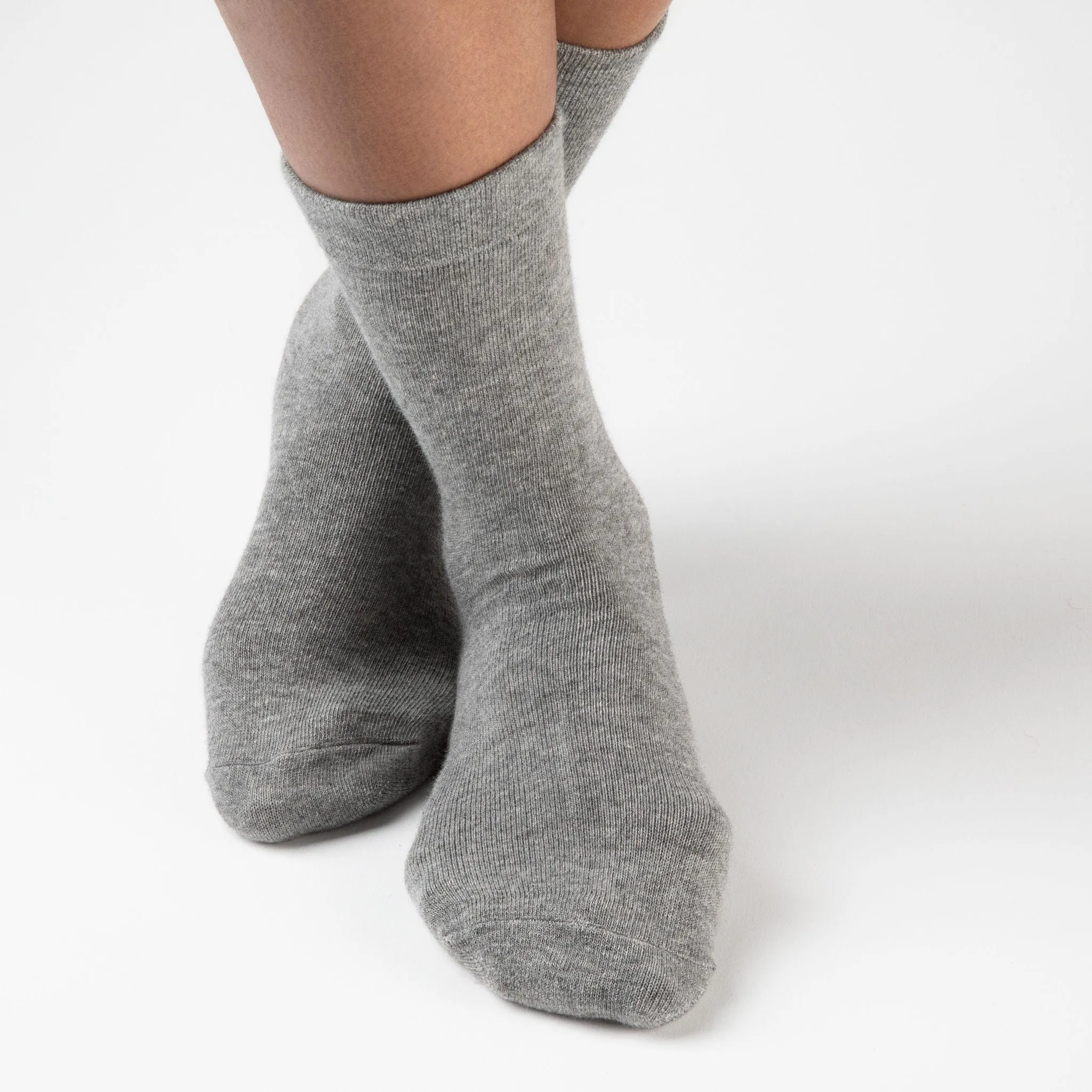 Gripjoy Socks Women's Light Grey Original Crew Non-Slip Socks (3 pack)