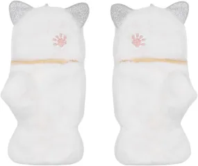 JUMISEE Women Winter Faux Fur Flip Cover Mittens Warm Soft Half Finger Fingerless Gloves