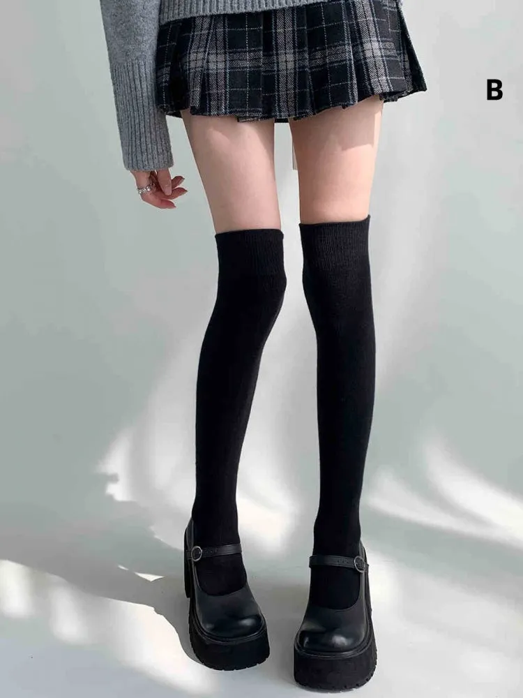Length Black JK Cotton Stockings