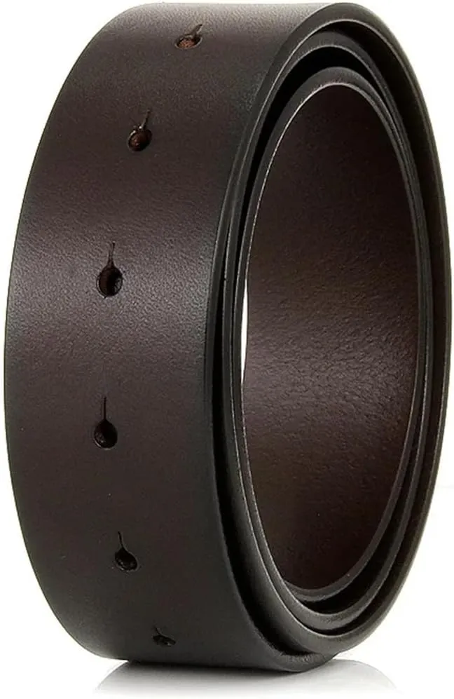 Men Cowhide Belt Strap 3.3CM 3.8Cm Round Hole Belt No Buckle Genuine Leather Belts Without Buckle