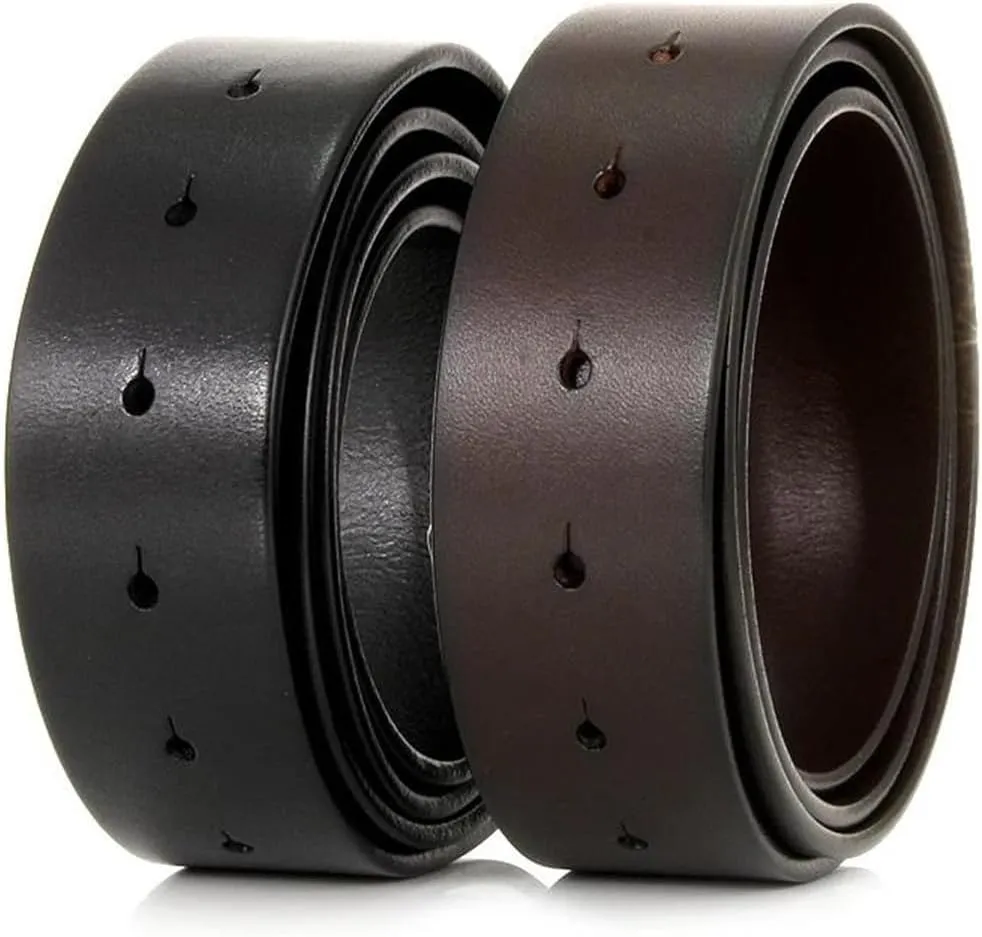 Men Cowhide Belt Strap 3.3CM 3.8Cm Round Hole Belt No Buckle Genuine Leather Belts Without Buckle