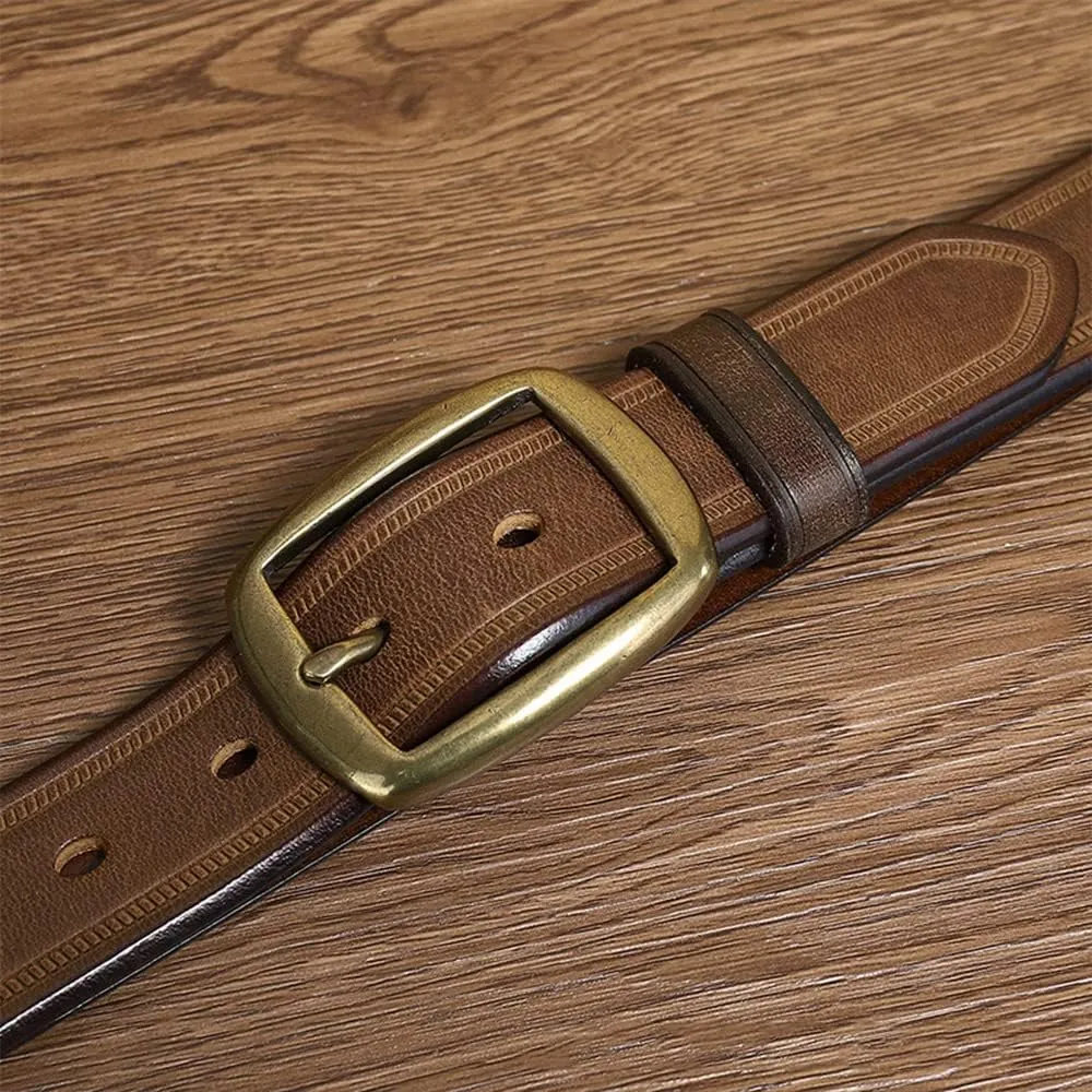 Men Genuine Leather Belts Full Grain Top Leather Belts for Men Vintage Leisure for Jeans Casual Strap