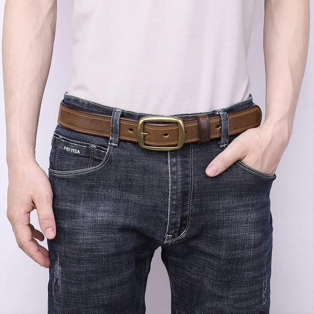 Men Genuine Leather Belts Full Grain Top Leather Belts for Men Vintage Leisure for Jeans Casual Strap