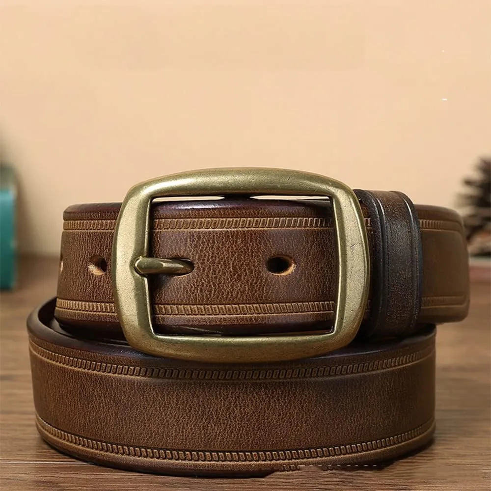 Men Genuine Leather Belts Full Grain Top Leather Belts for Men Vintage Leisure for Jeans Casual Strap