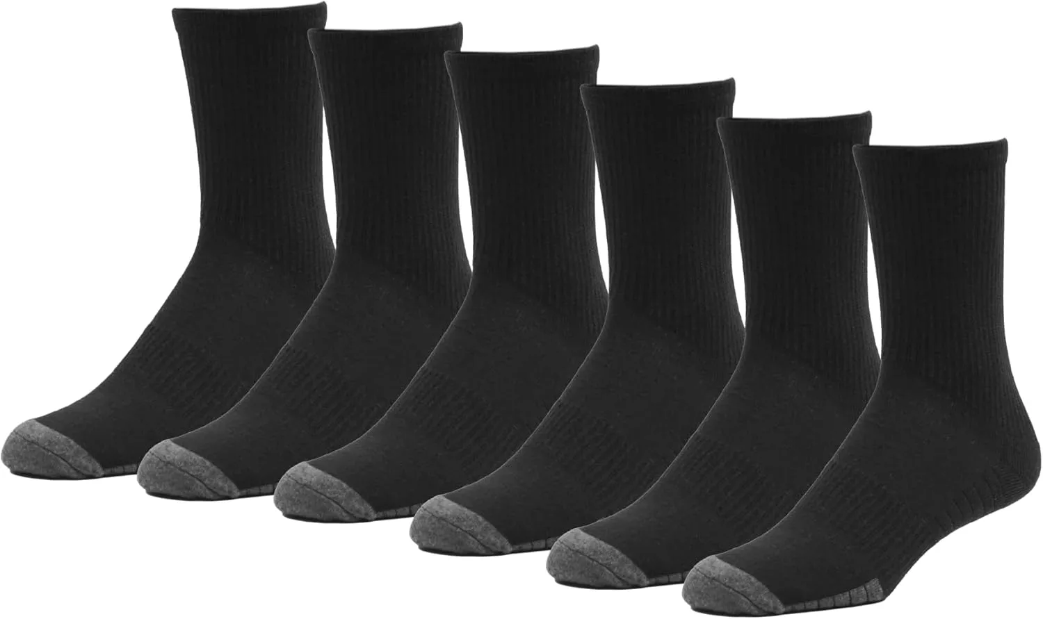 Men's Athletic Socks - Pack of 6 - Cotton Blend - One Size (8-12)