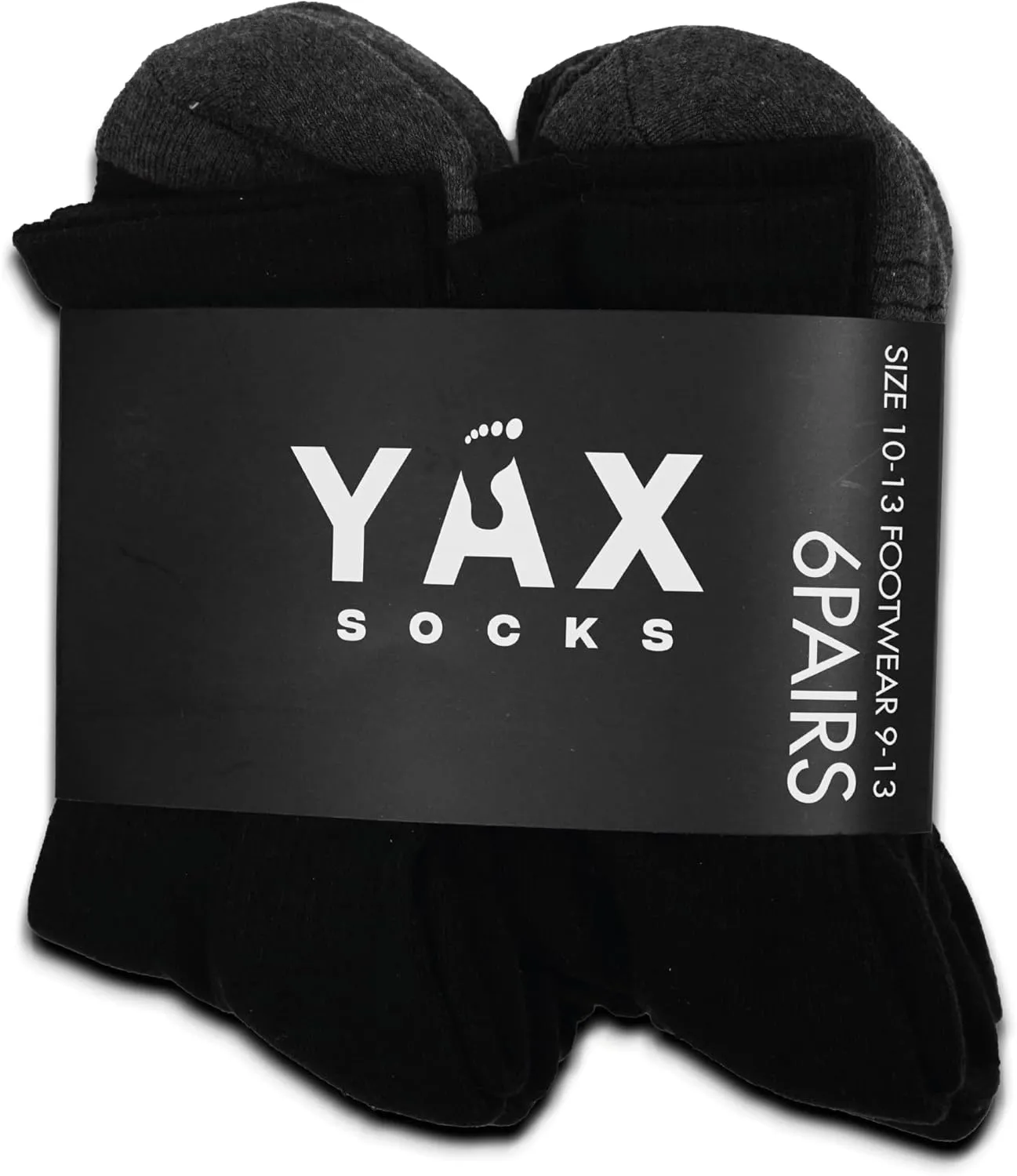Men's Athletic Socks - Pack of 6 - Cotton Blend - One Size (8-12)