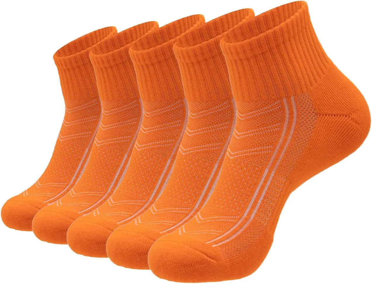 Mens Combed Cotton Cushioned Athletic Running Ankle Quarter Socks (5 Pack) w/Arch Compression