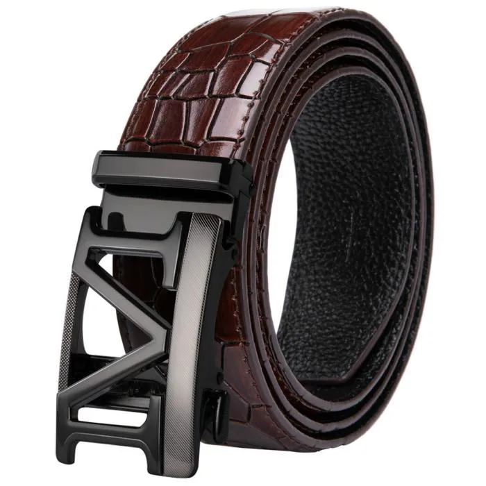 Men's Leather Belt With Automatic Buckle