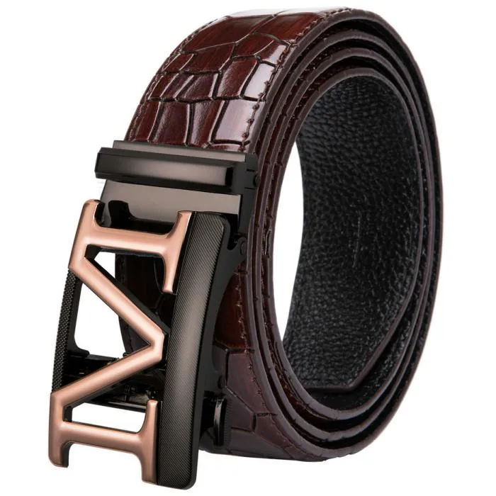 Men's Leather Belt With Automatic Buckle