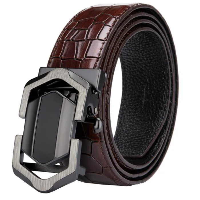 Men's Leather Belt With Automatic Buckle