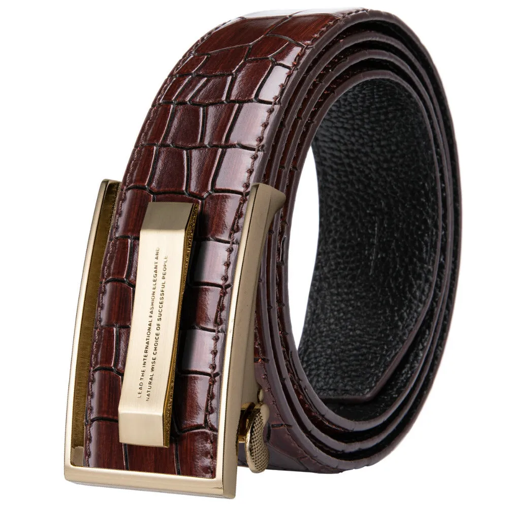Men's Leather Belt With Automatic Buckle