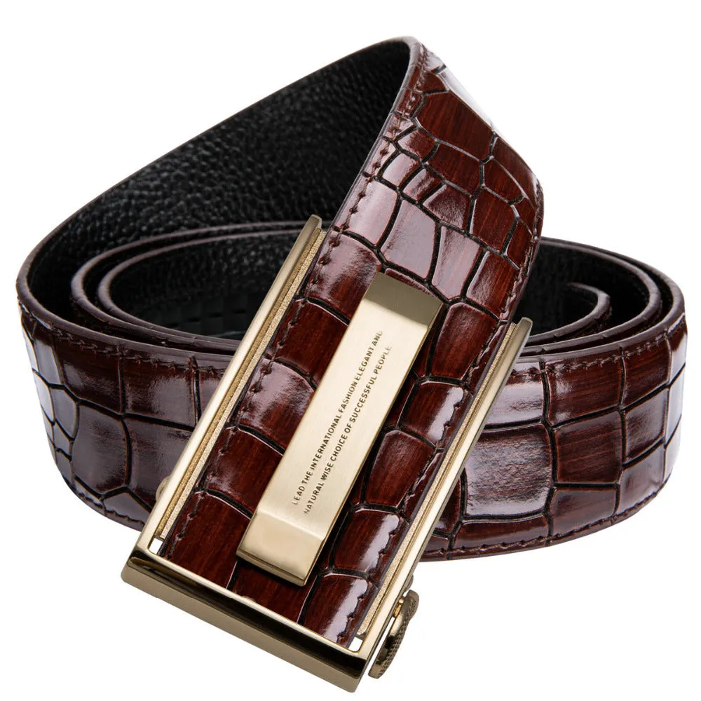 Men's Leather Belt With Automatic Buckle