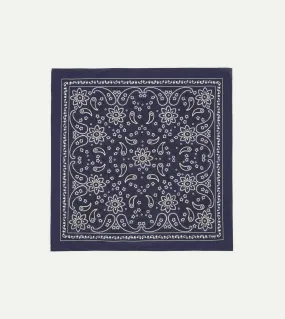 Navy Paisley Print Cotton Bandana