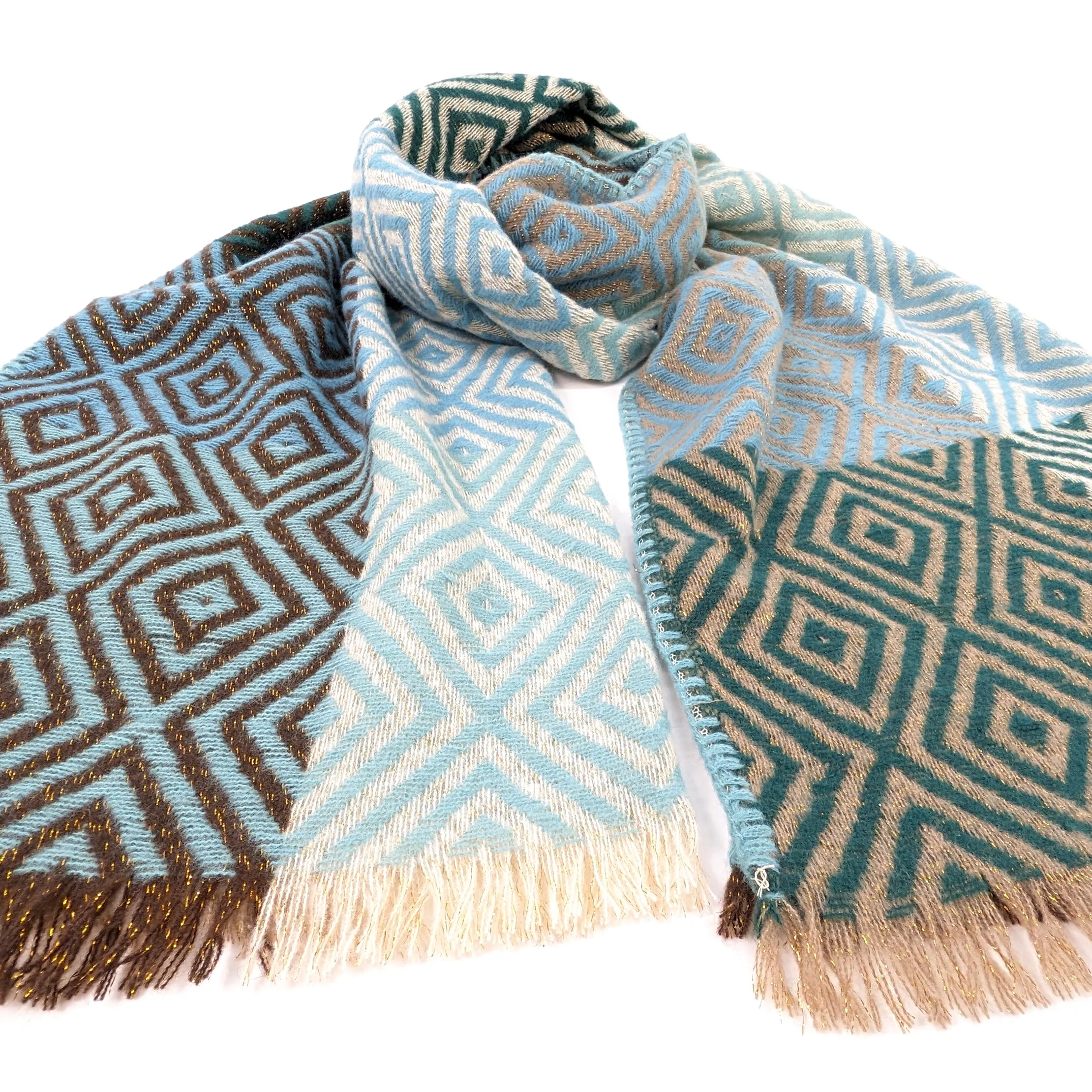 Nevsha - Sparkling Diamonds Blanket Scarf (65x180cm) - Blue/Green